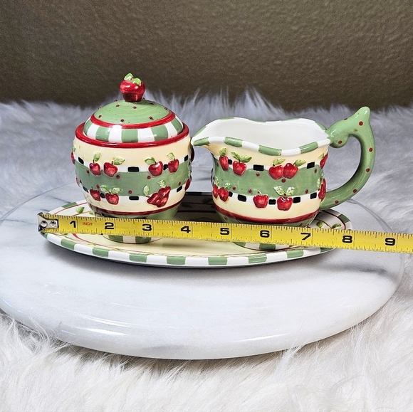 Vintage Karla Dornacher Giftcraft Apple Accent Cream And Sugar Set - Picture 9 of 10